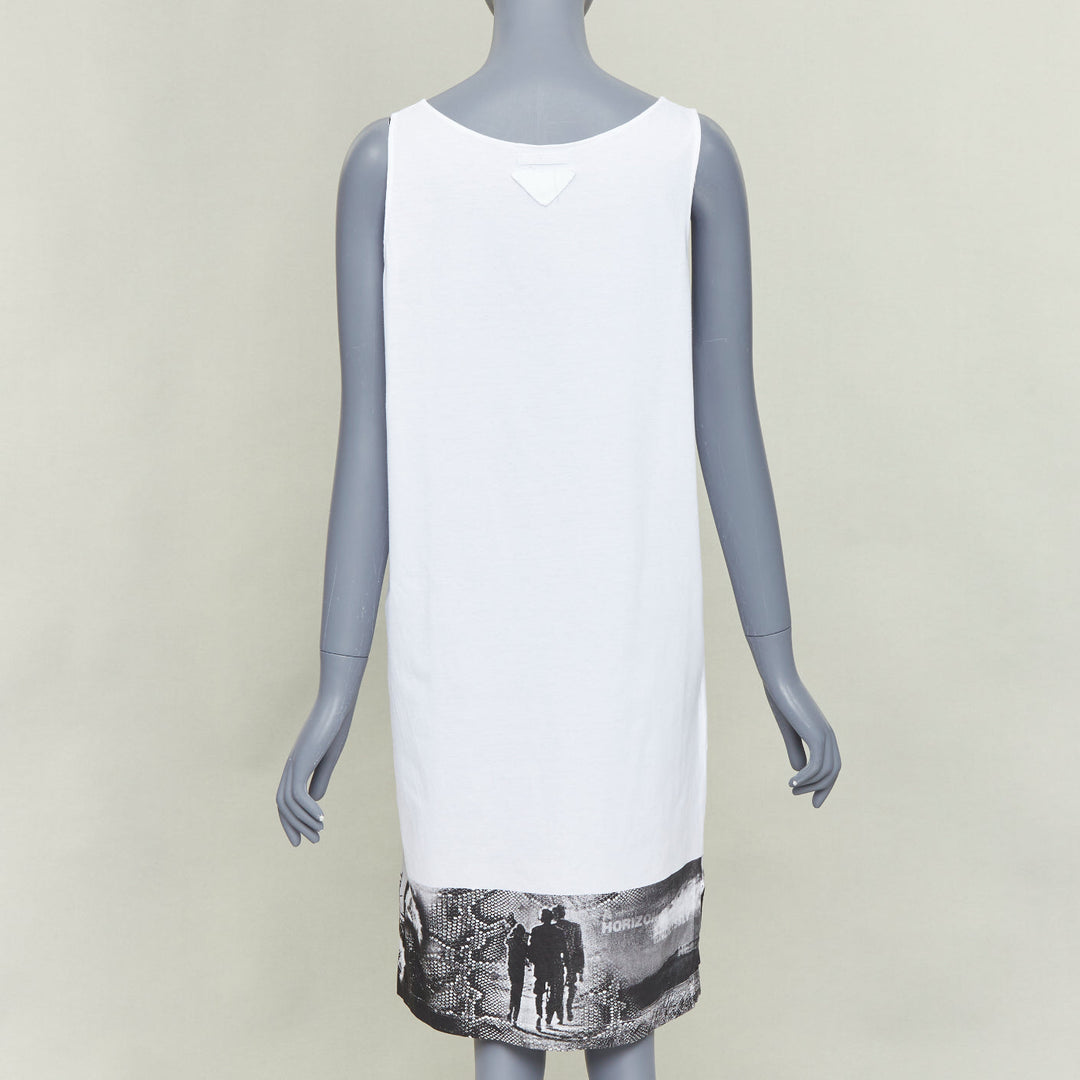 PRADA 2022 white cotton landscape print hem scoop tank dress XS
