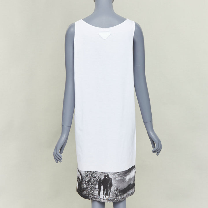 PRADA 2022 white cotton landscape print hem scoop tank dress XS