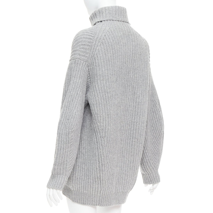 ACNE STUDIOS 2016 Isa grey wool chunky turtleneck ribbed sweater XS