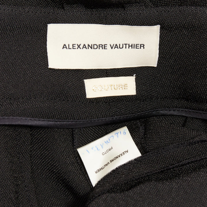 ALEXANDRE VAUTHIER COUTURE black pleated cuffed drop crotch barrel balloon pants