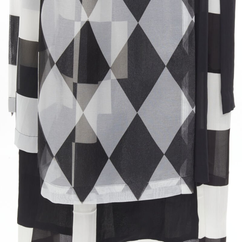 COMME DES GARCONS 1988 Runway black white chessboard checkered bomber skirt S