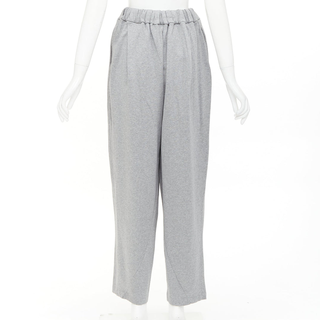 LOEWE Paula's Ibiza grey cotton anagram embroidered balloon cropped pants XS