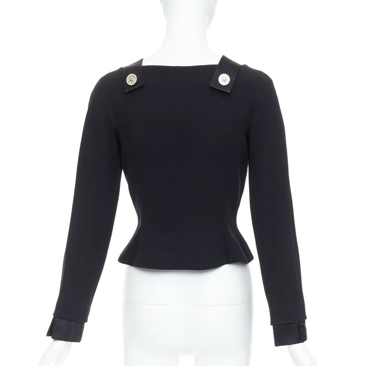 GIANNI VERSACE 1994 Vintage black crystal Medusa double breasted bondage top