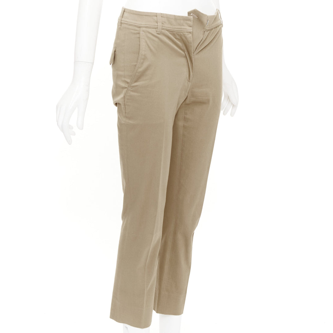 VALENTINO khaki tan cotton slim leg ankle crop slash flap pockets pants IT36 XXS