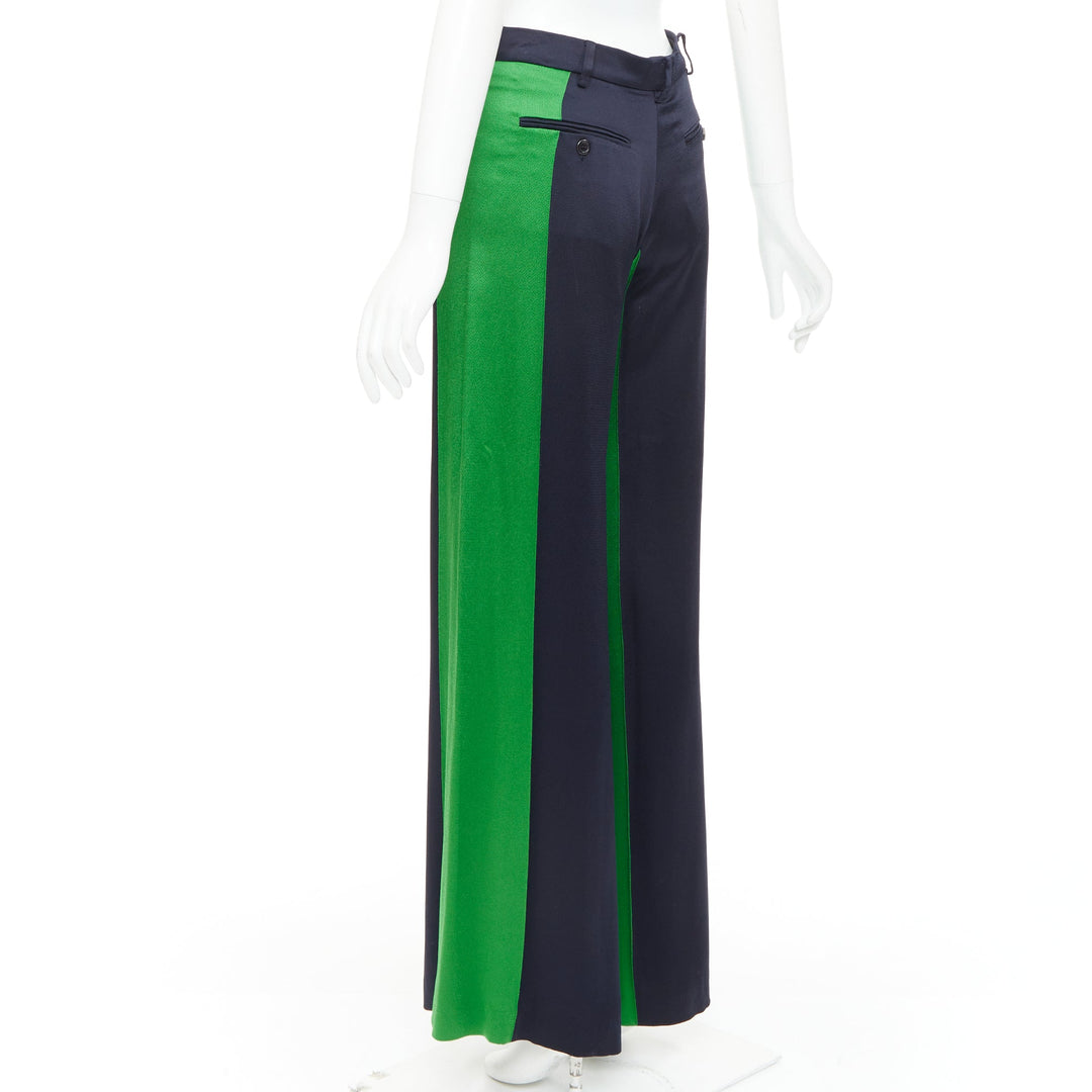 VALENTINO navy green two tone colorblock wide leg trousers IT38 XS