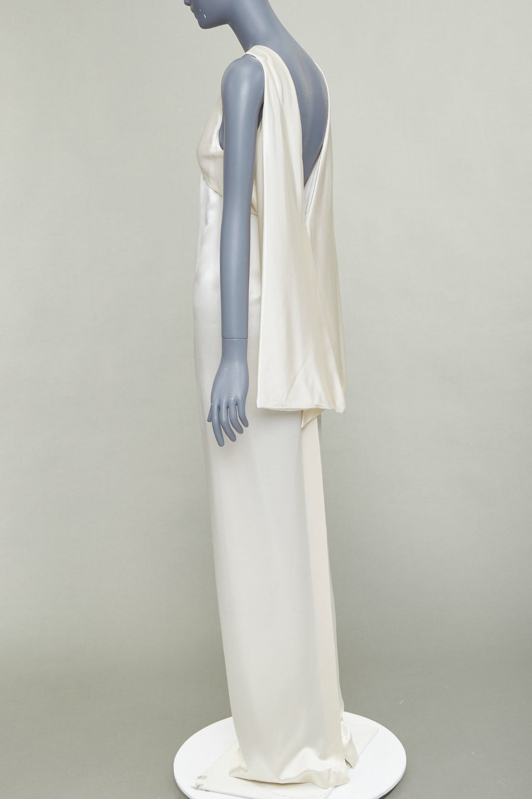 SAINT LAURENT 2022 Runway Bridal ivory silk satin draped empire gown FR34 XS