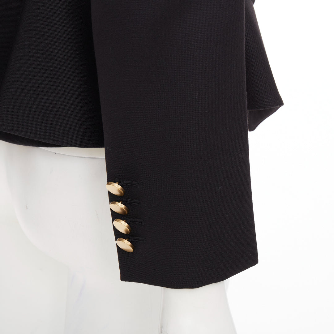 ALEXANDER MCQUEEN 2019 Sarah Burton black wool ruffle peplum blazer IT36 XXS