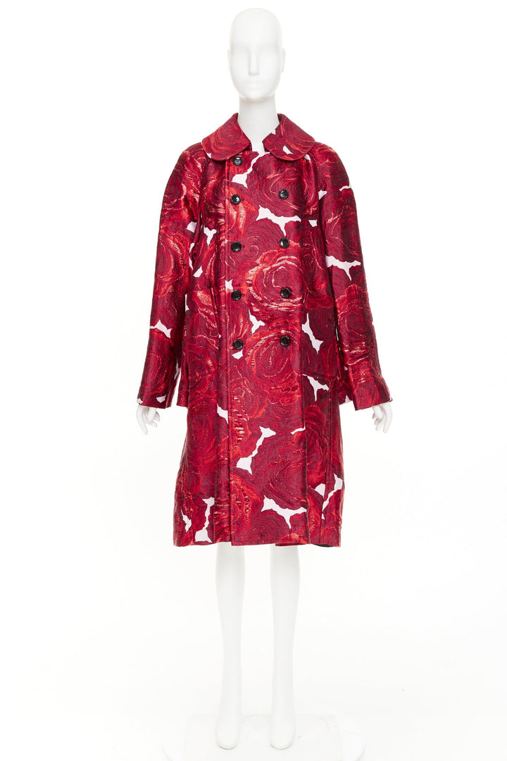 COMME DES GARCONS 2020 Orlando double sleeve red rose jacquard brocade coat S