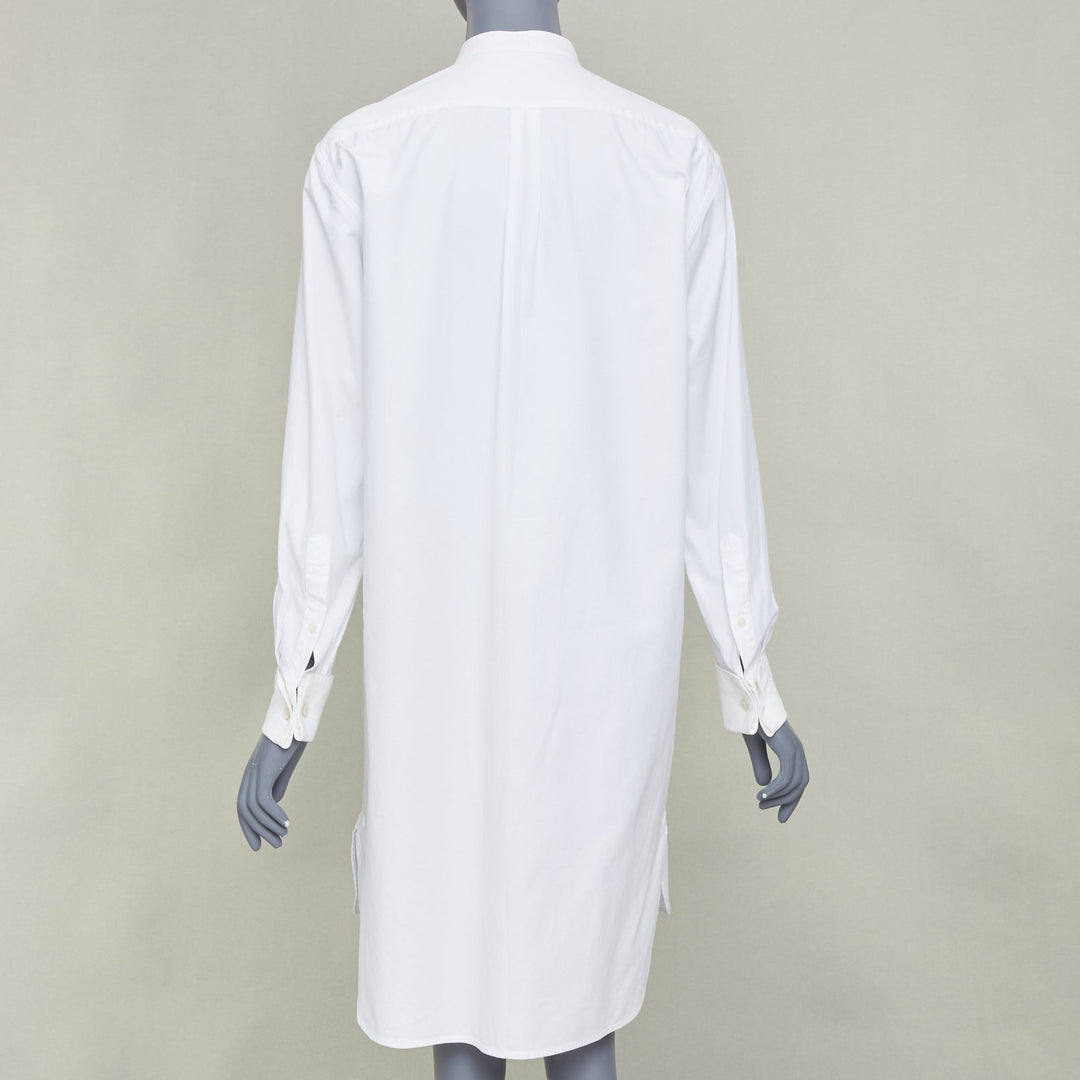 DRIES VAN NOTEN 2016 Runway military badge bib panel cotton shirt dress FR36 S