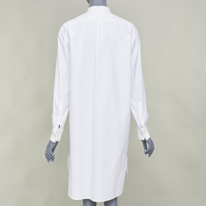 DRIES VAN NOTEN 2016 Runway military badge bib panel cotton shirt dress FR36 S
