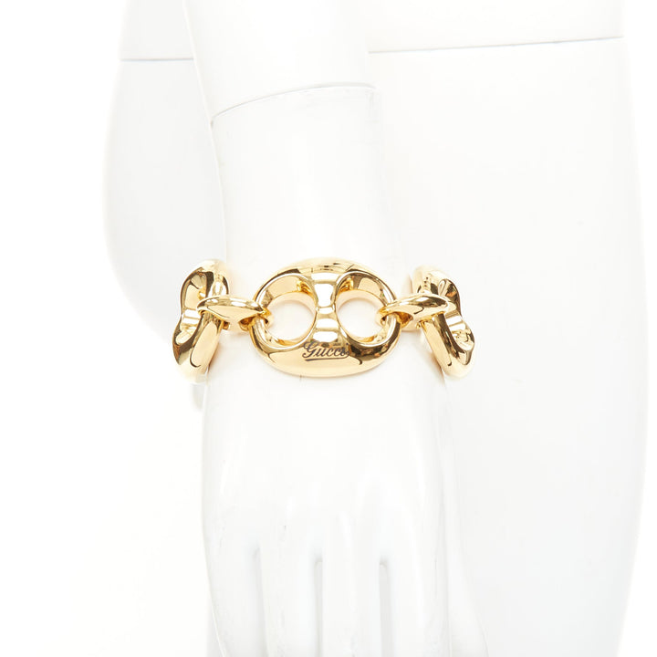 GUCCI 2025 Runway Ancora Marina chain yellow gold brass chunky link bracelet