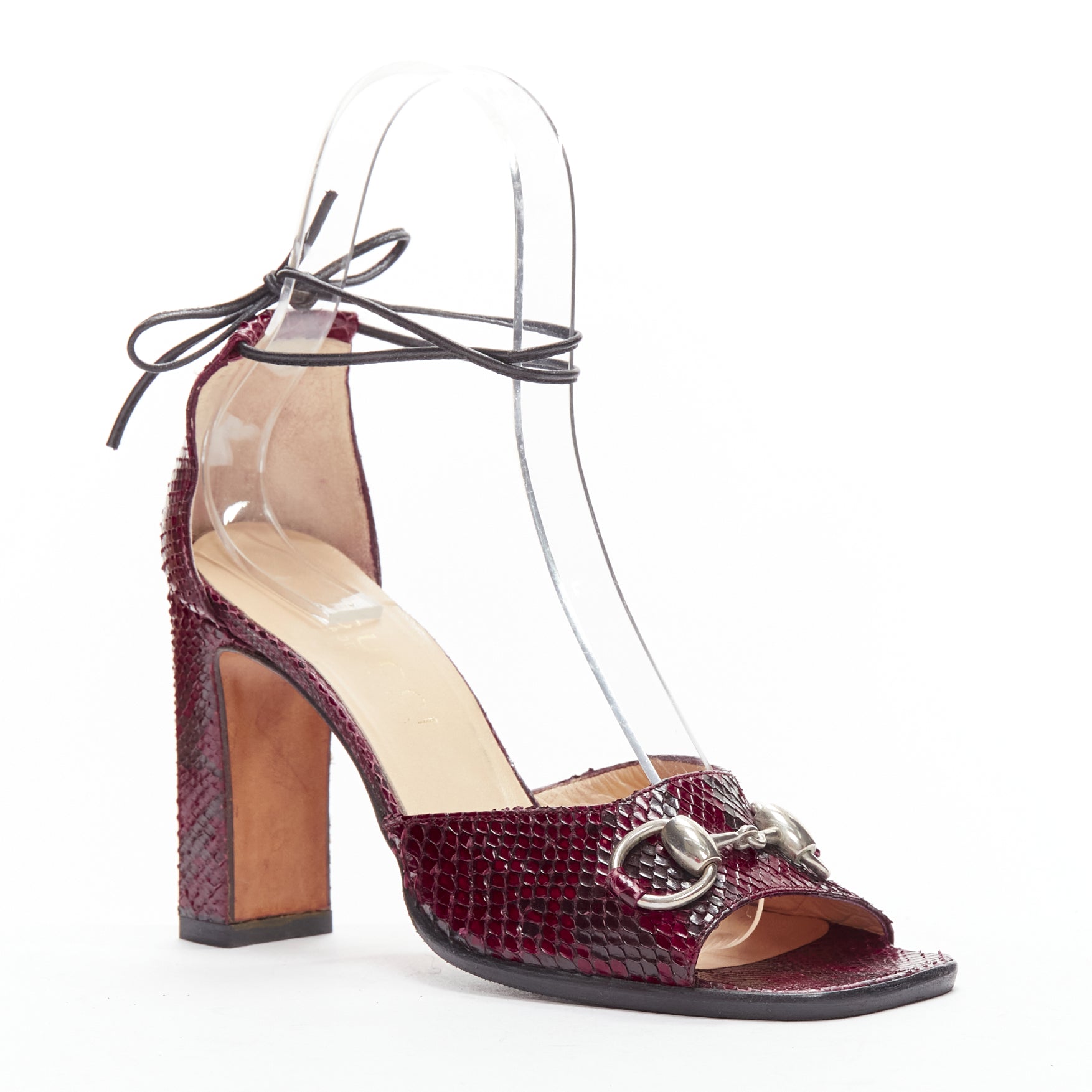 八5574【美品】GUCCI ハイヒール サイズ37 1/2 約24.5cm Gucci by Tom Ford - Burgundy Women Party/Cocktail Shoes | JHROP