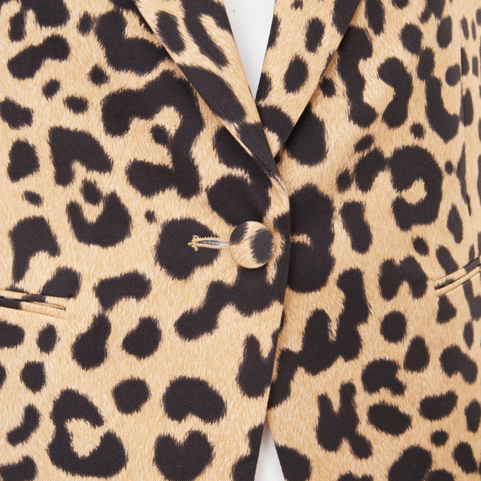 GIVENCHY 2012 leopard paneled cotton tailcoat tuxedo blazer IT36 XXS