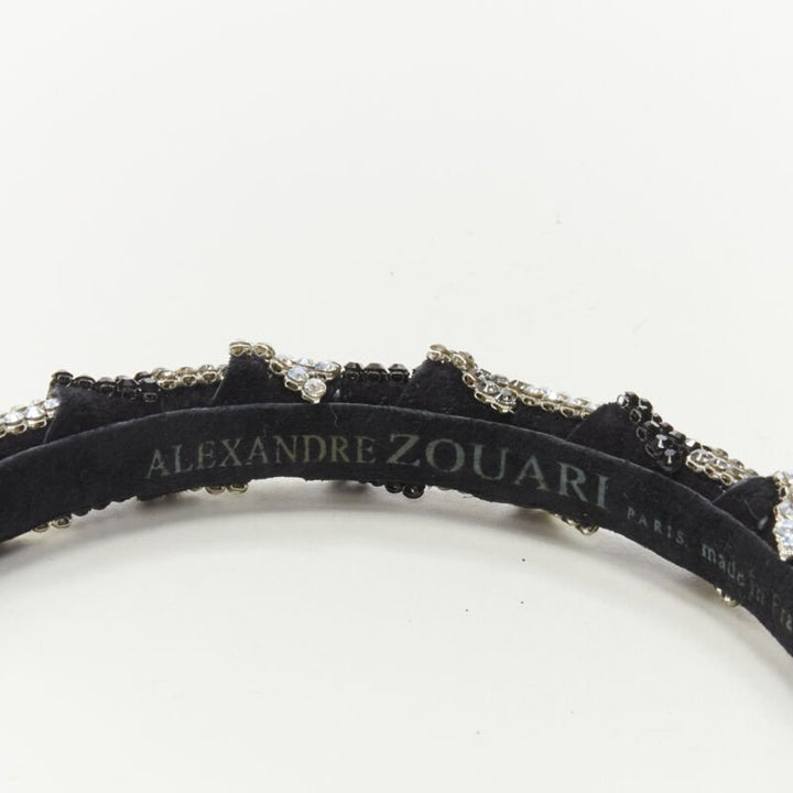 ALEXANDER ZOUARI black silver crystal encrusted headband