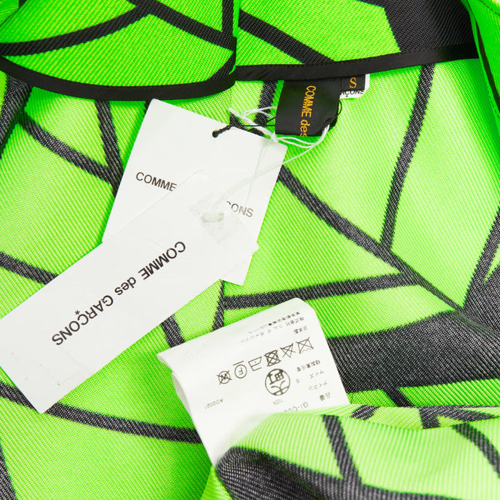 COMME DES GARCONS 2022 black green leaf 2D oversized structured canvas coat S