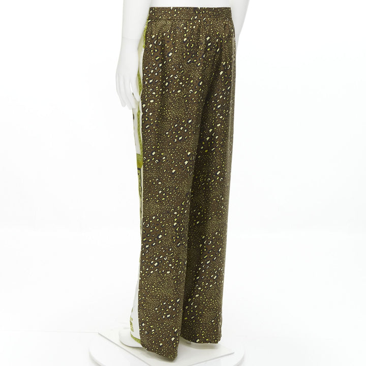VERSACE Mosaic Barocco 2021 silk gold baroque leopard relaxed pants IT50 L