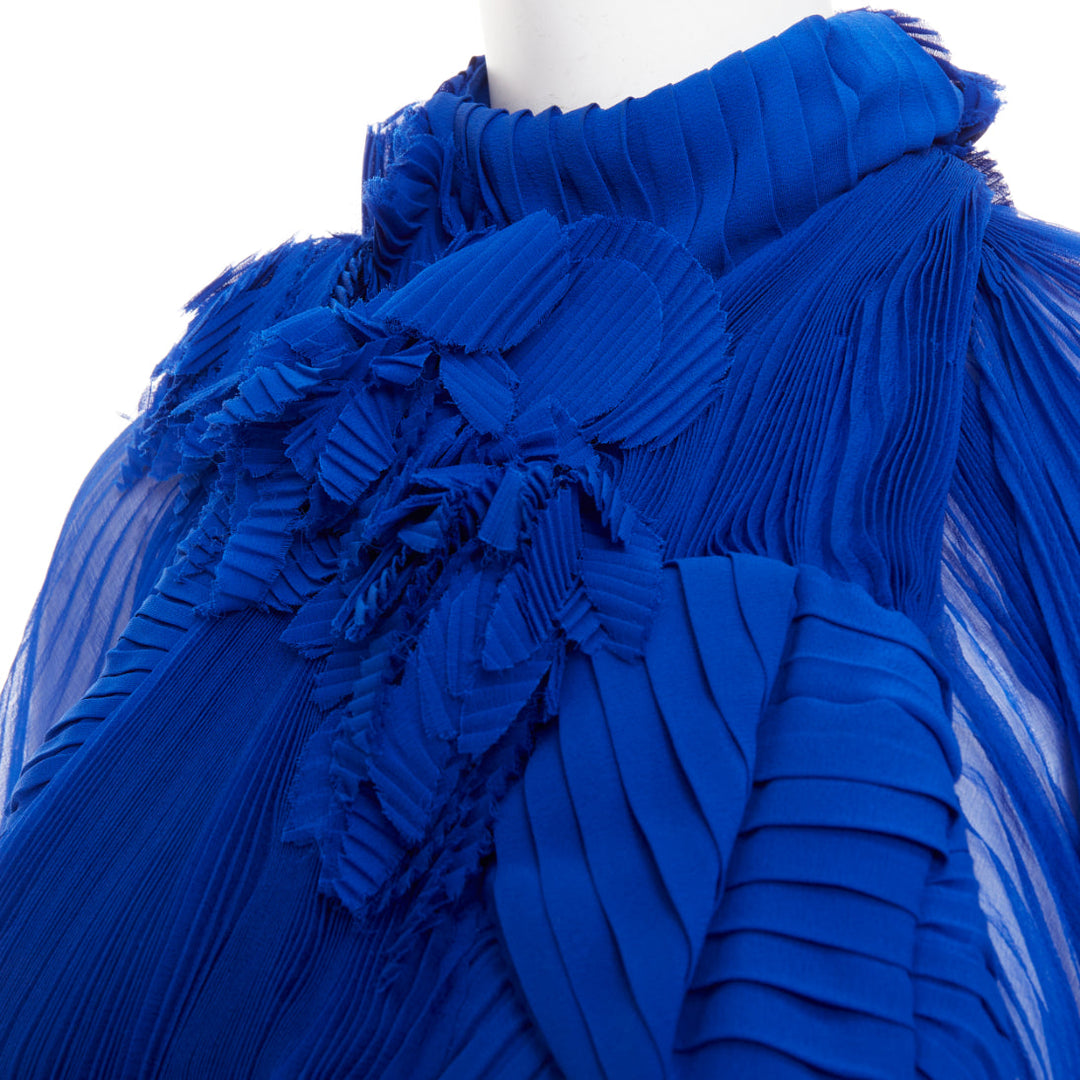 rare ALEXANDRE VAUTHIER COUTURE AW2022 Runway Lognon blue floral pleated gown