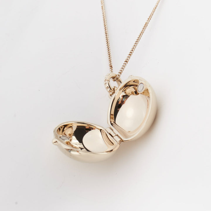 CHANEL B21S champagne gold tone CC logo clasp locket pendent necklace