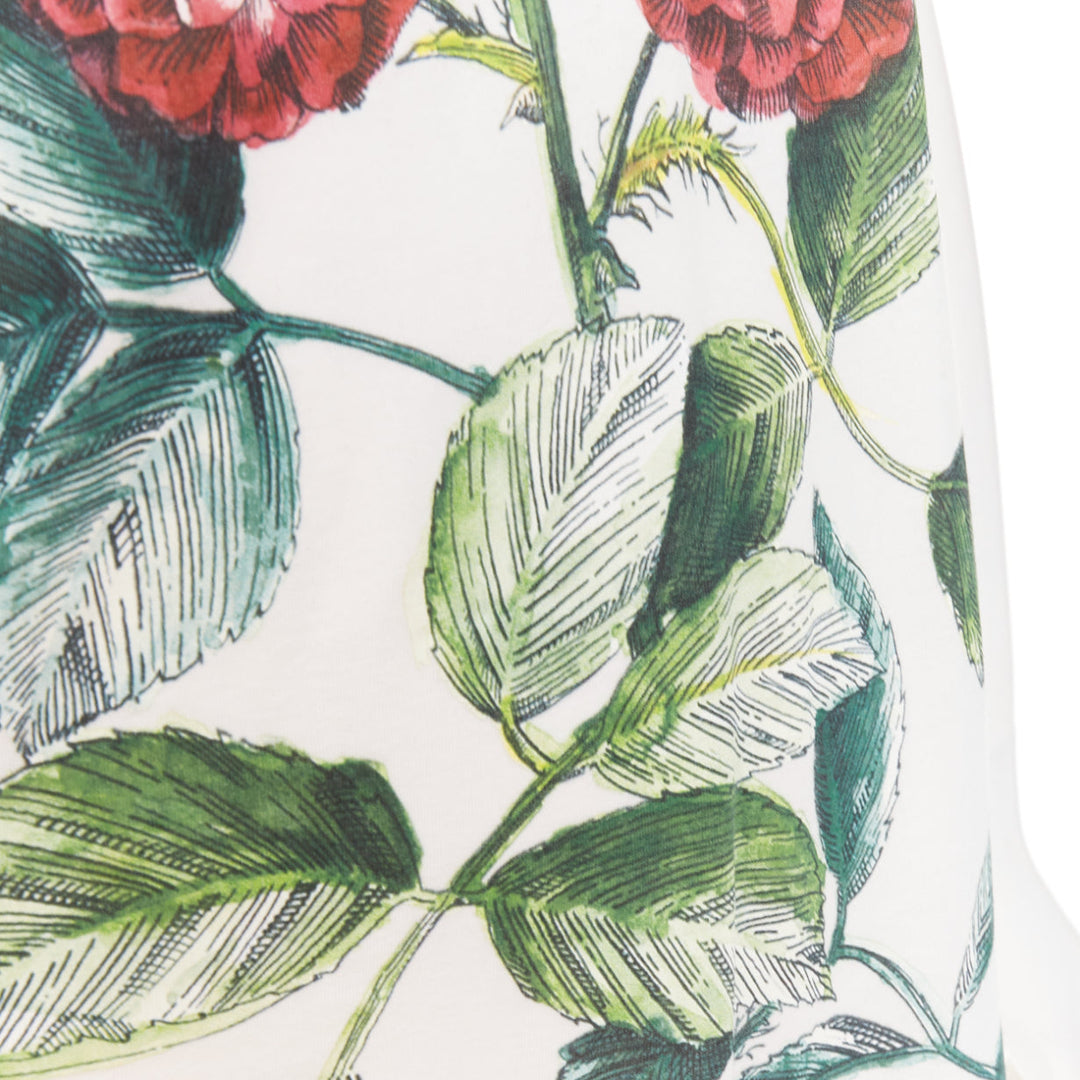 GUCCI Alessandro Michele white floral bloom vintage logo green red web tshirt XS