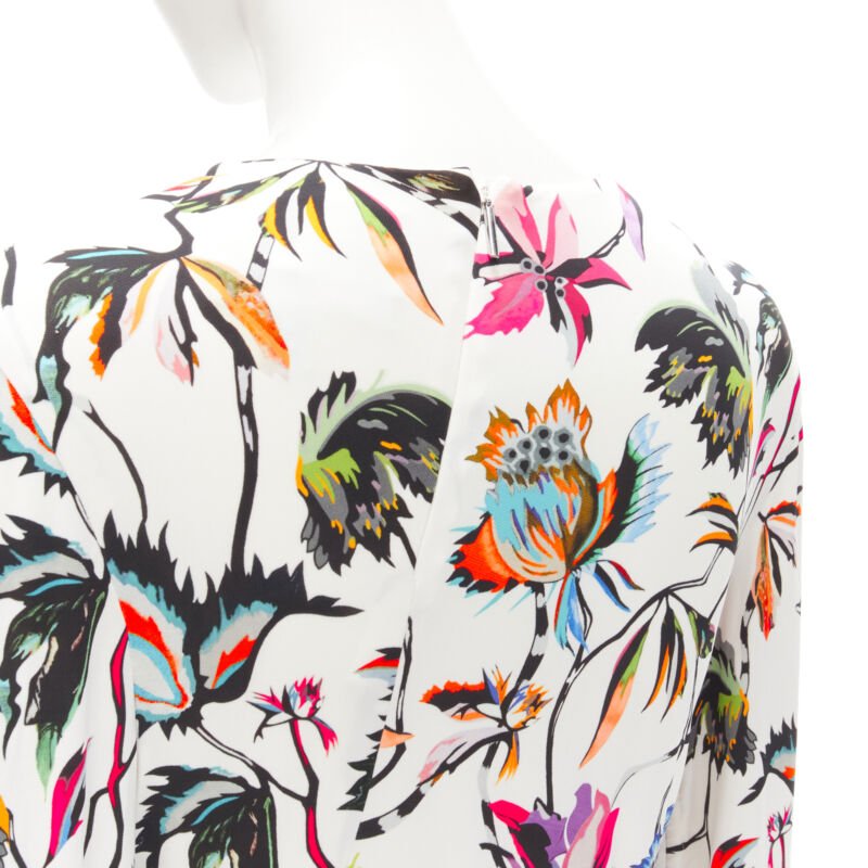 JASON WU white tropical floral print twist draped viscose dress M