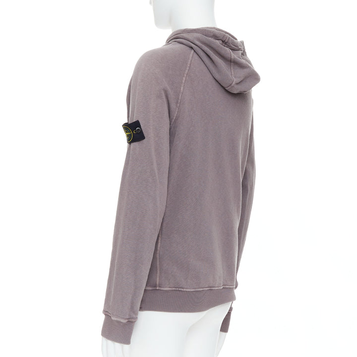 STONE ISLAND purple dust treatment washed grey purple cotton hoodie M