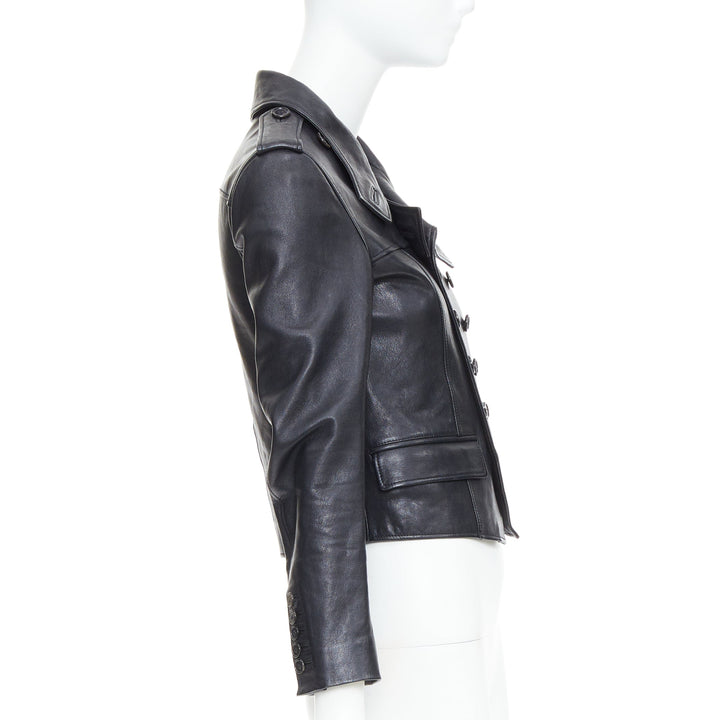 SAINT LAURENT Hedi Slimane 2014 black cropped smoking spencer jacket FR36 S