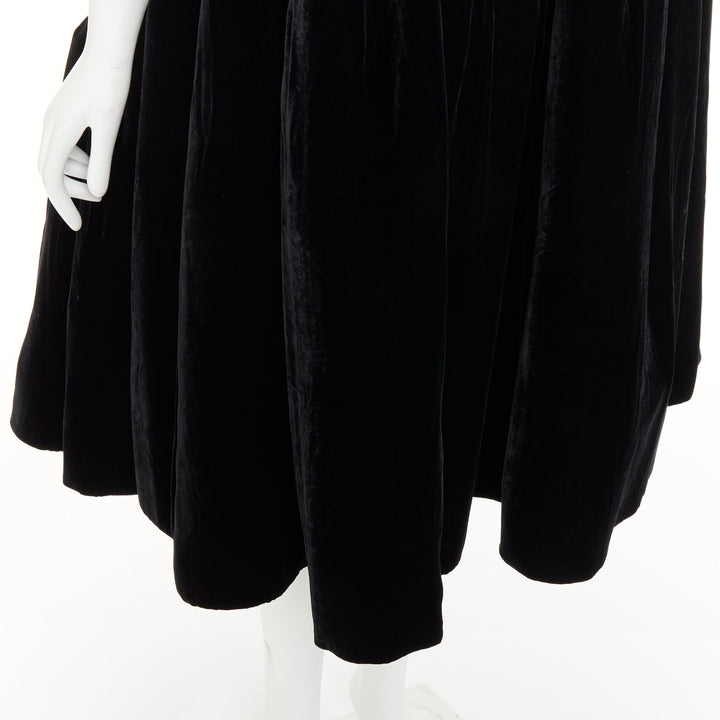 CECILIE BAHNSEN 2018 Runway Bey black velvet tiered tie shoulder dress UK8 S