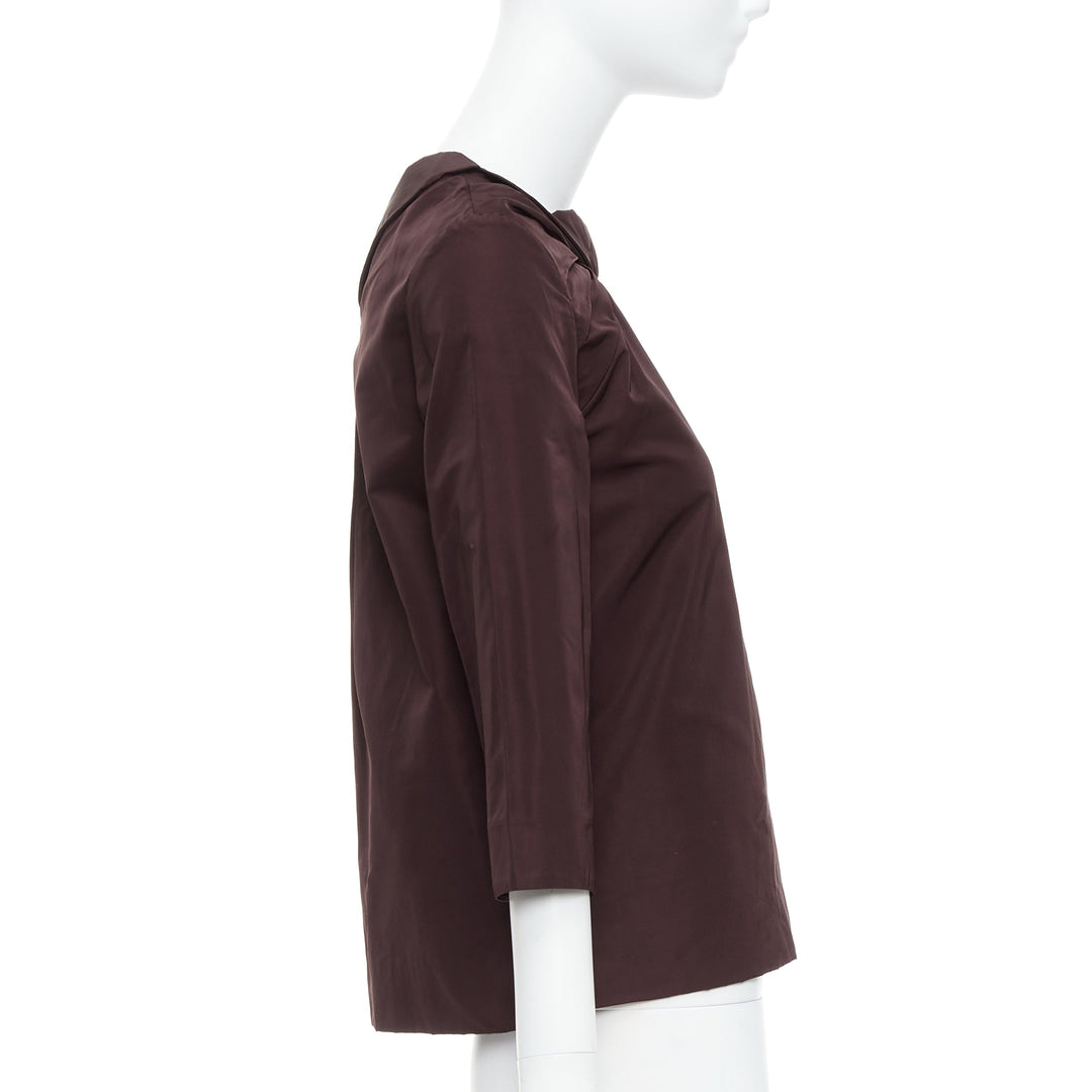 MARNI burgundy silk blend reverse dipped neckline cropped top IT38 XS