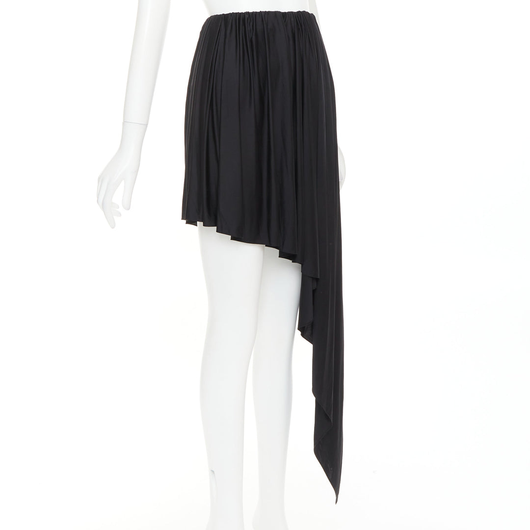 ALEXANDRE VAUTHIER black shiny stretch jersey asymmetric drape skirt