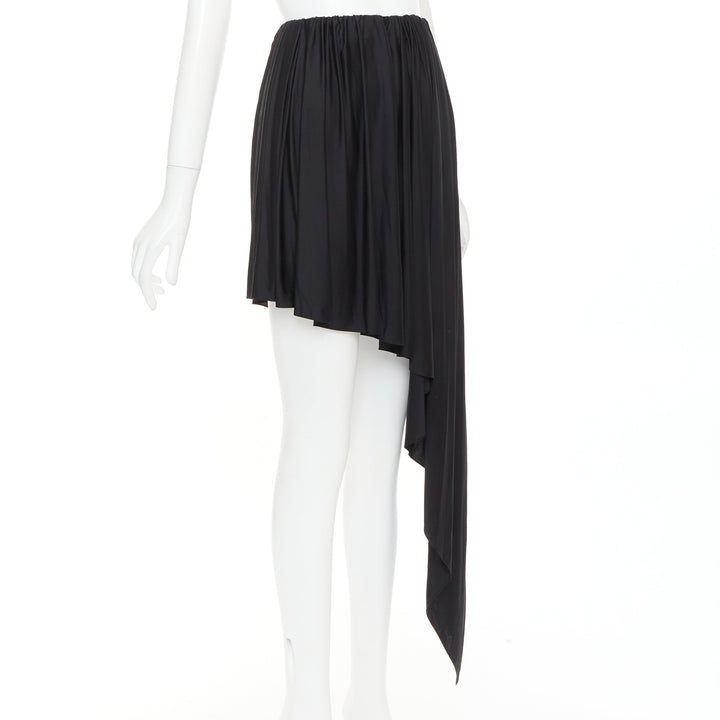 ALEXANDRE VAUTHIER black shiny stretch jersey asymmetric drape skirt