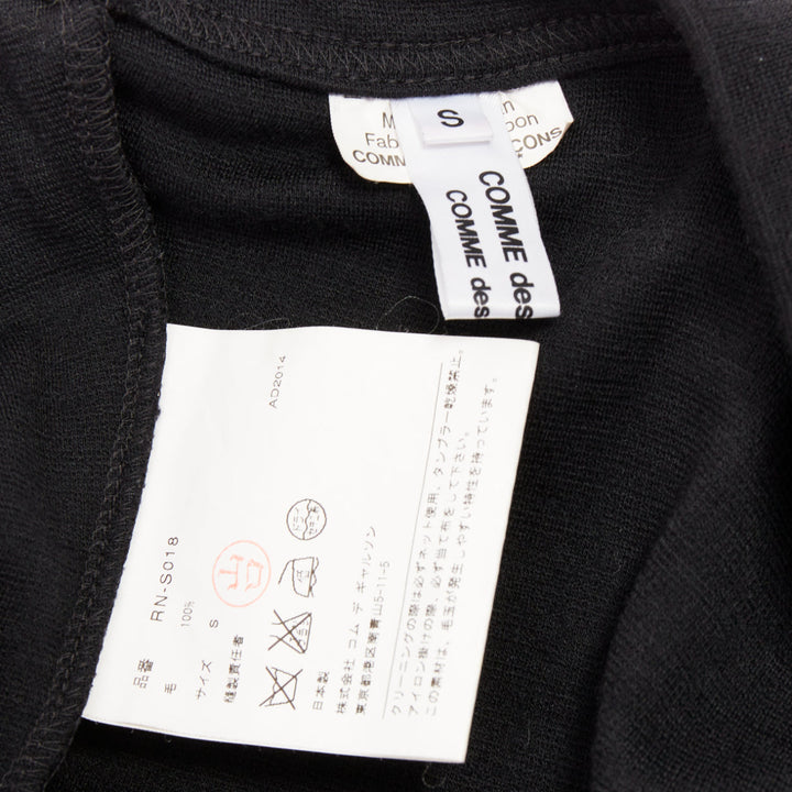 COMME DES GARCONS 2014 black 100% wool deconstructed tshirt one shoulder dress S