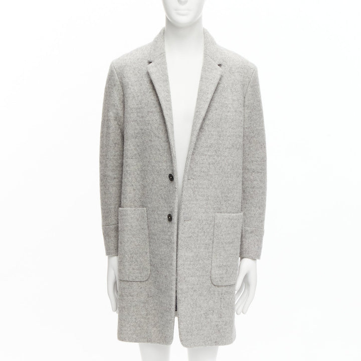 JIL SANDER grey virgin wool mohair alpaca blend minimalist coat IT48 M