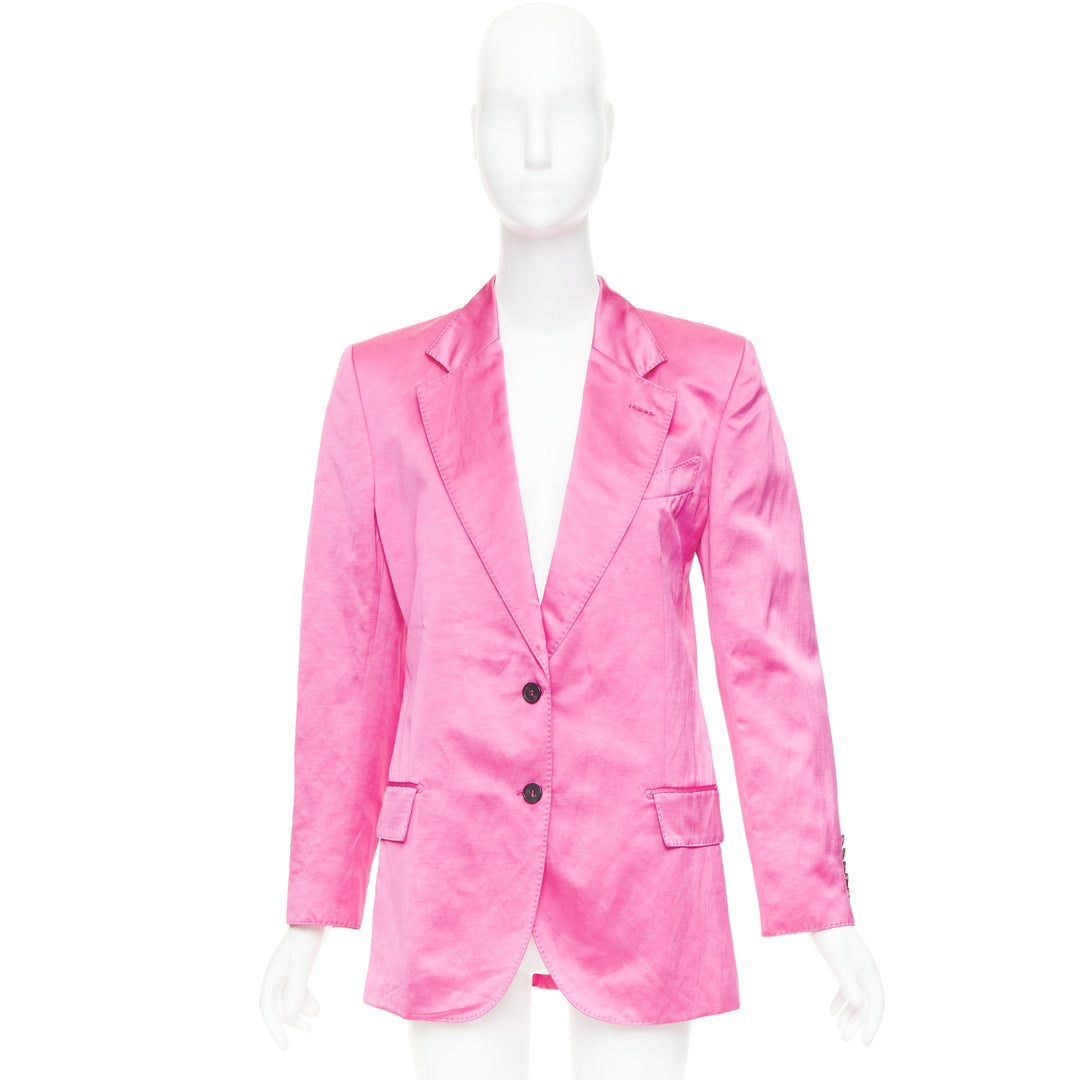 TOM FORD orchid pink satin handstitched lapel oversized blazer jacket IT36 XXS