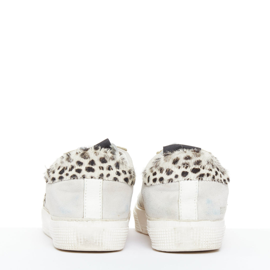 GOLDEN GOOSE Vstar2 metallic silver leather zebra star distressed sneakers EU36