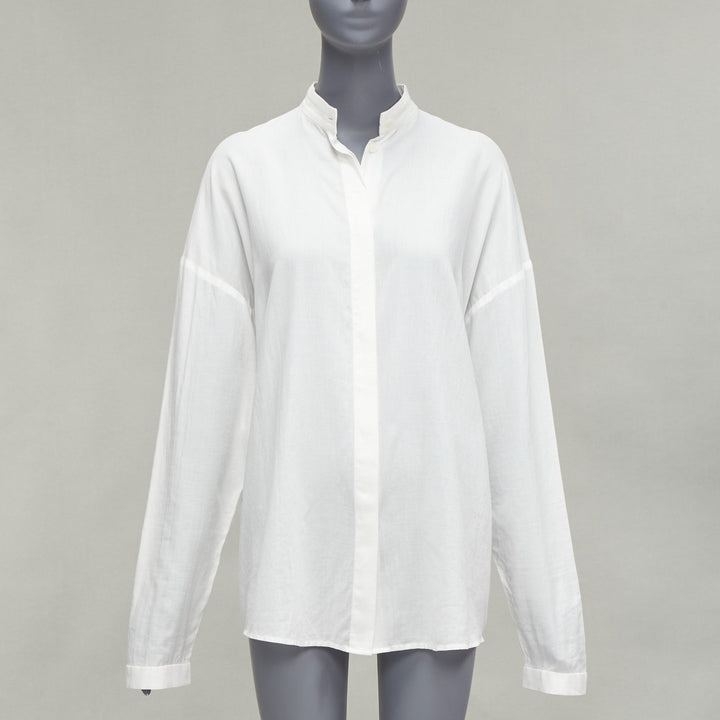 HAIDER ACKERMANN white 100% cotton bishop collar oversized flowy shirt FR34 XS