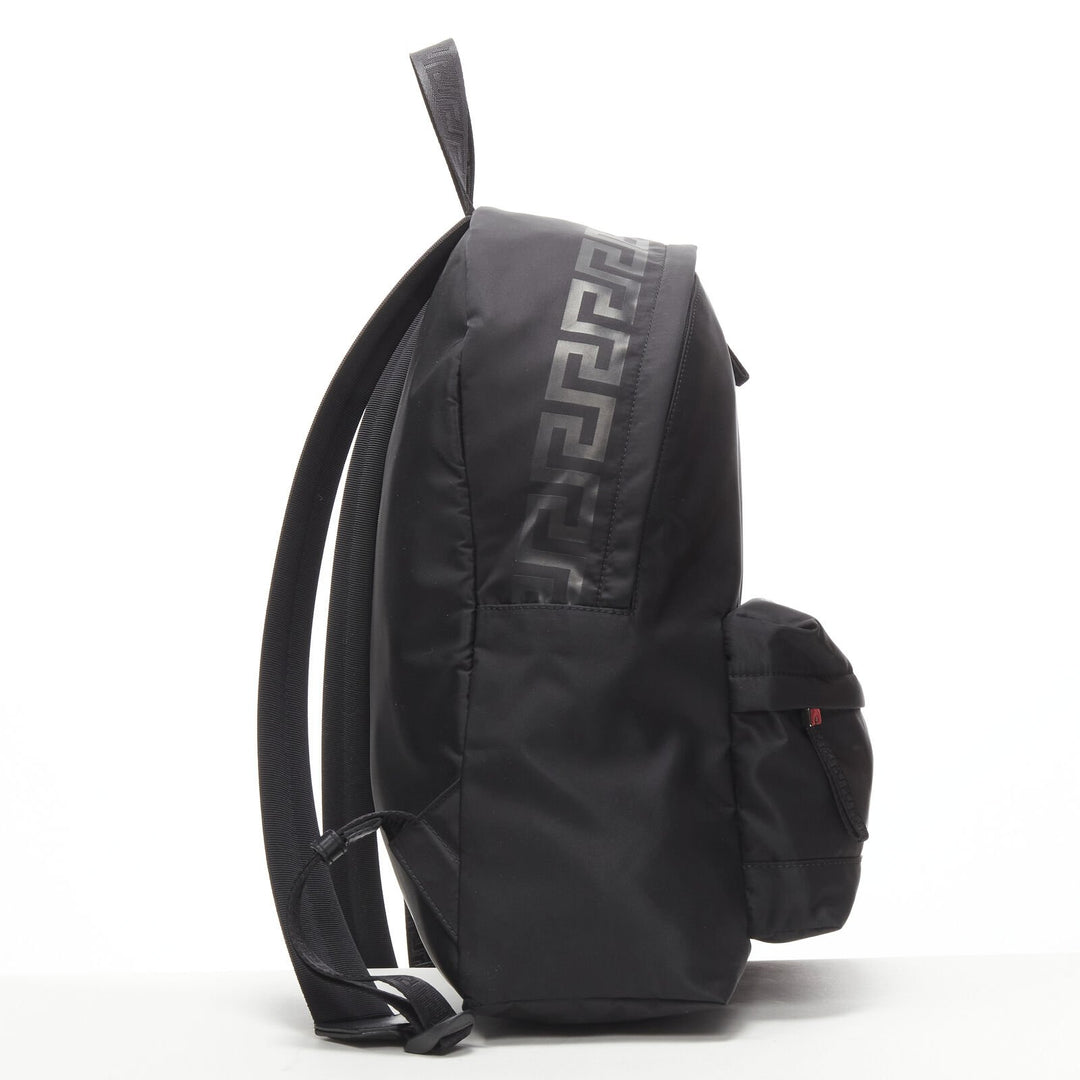 VERSACE La Greca 90's logo black nylon backpack bag