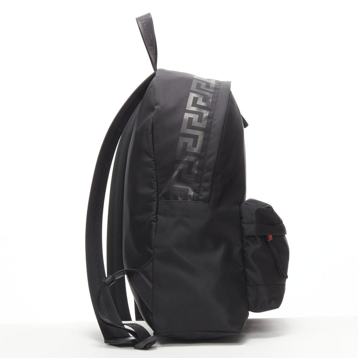 VERSACE La Greca 90's logo black nylon backpack bag