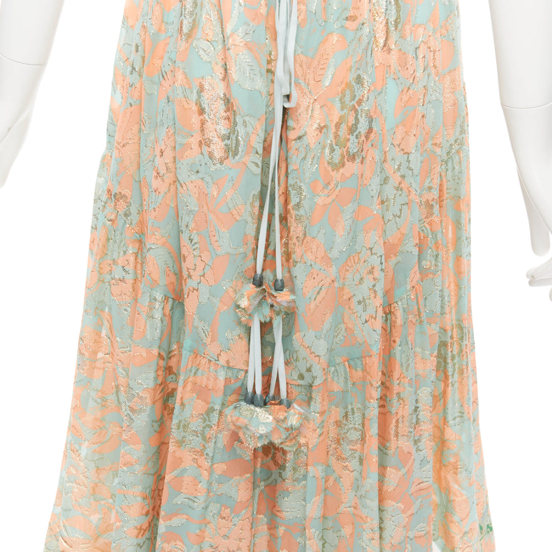 Female mannequin wearing Tory Burch Spring 2016 Runway Green Silk Women Casual Dress in Size US2 | Available at JHROP