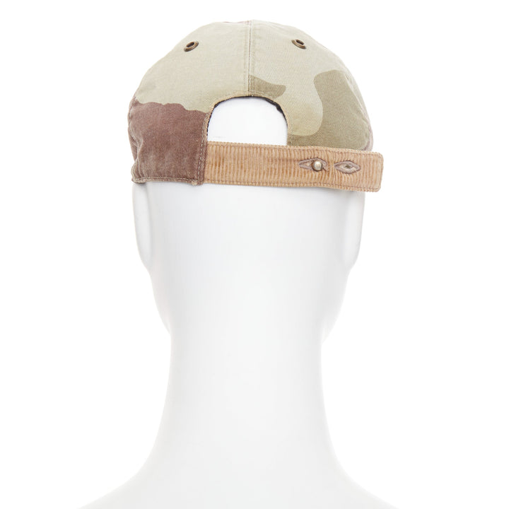 A.P.C. khaki camel camouflage corduroy beak baseball cap hat S