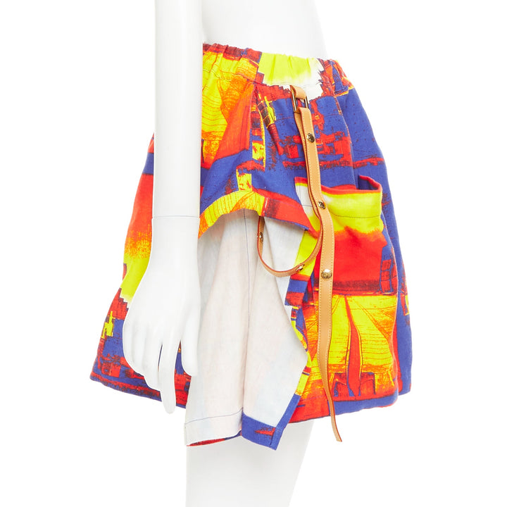 LOUIS VUITTON Salk Institute orange purple exaggerated pocket mini skirt FR34 XS