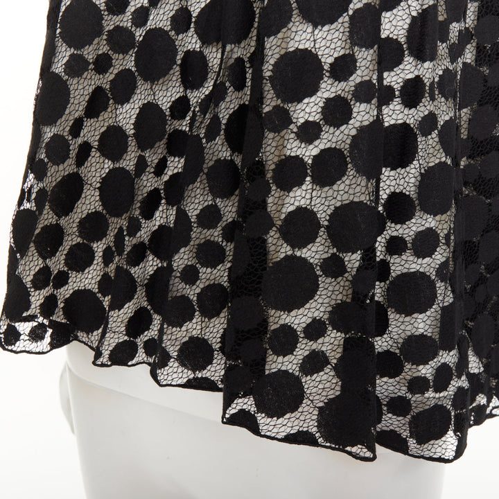 GIAMBATTISTA VALLI black white polkadot lace sleeveless high low blouse IT40 S