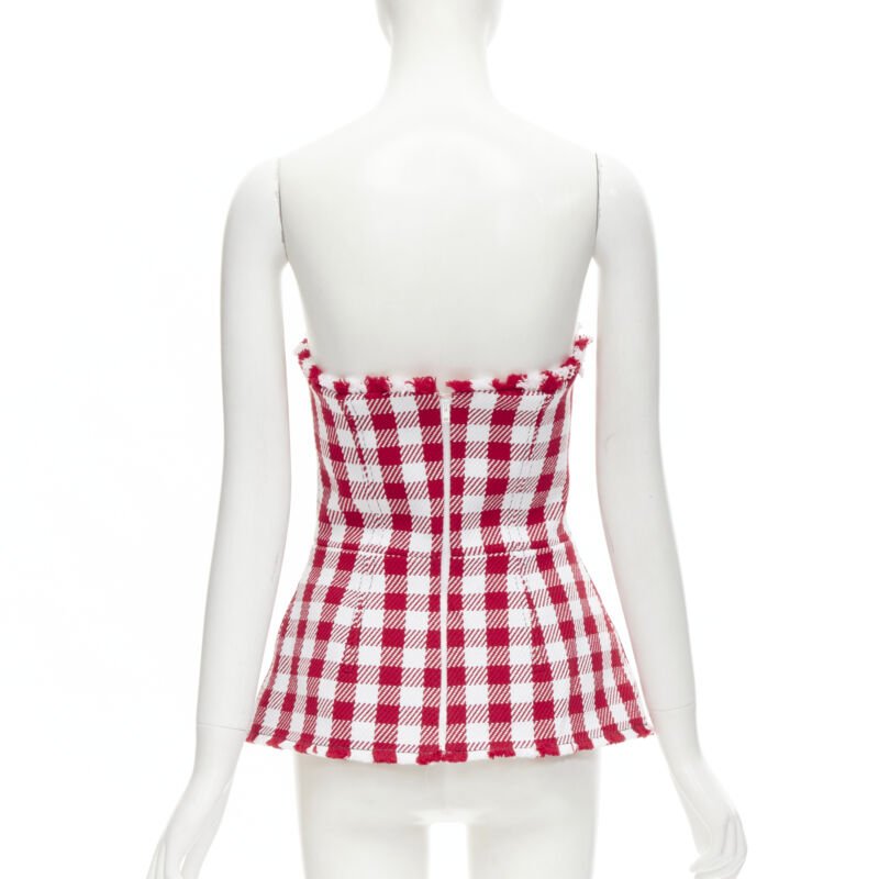 PHILOSOPHY DI LORENZO SERAFINI red white tartan plaid corset top IT40 S