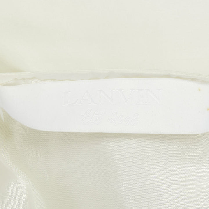 LANVIN 2008 Runway bridal white cotton wrap tiered ruffle sleeve dress FR36 S