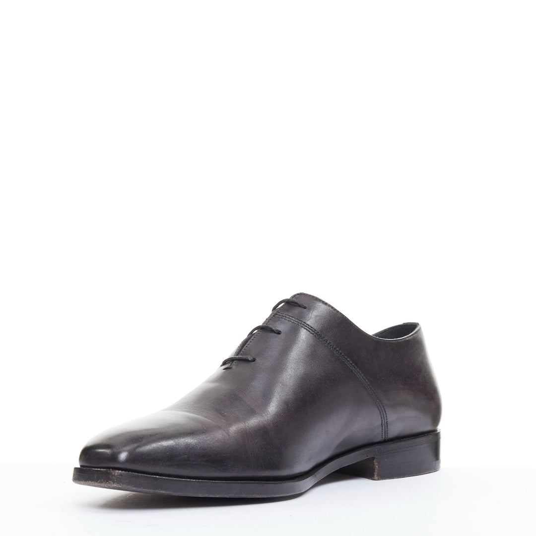 BERLUTI Alessandro grey calf leather Scritto calligraphy loafer shoes UK8 EU41