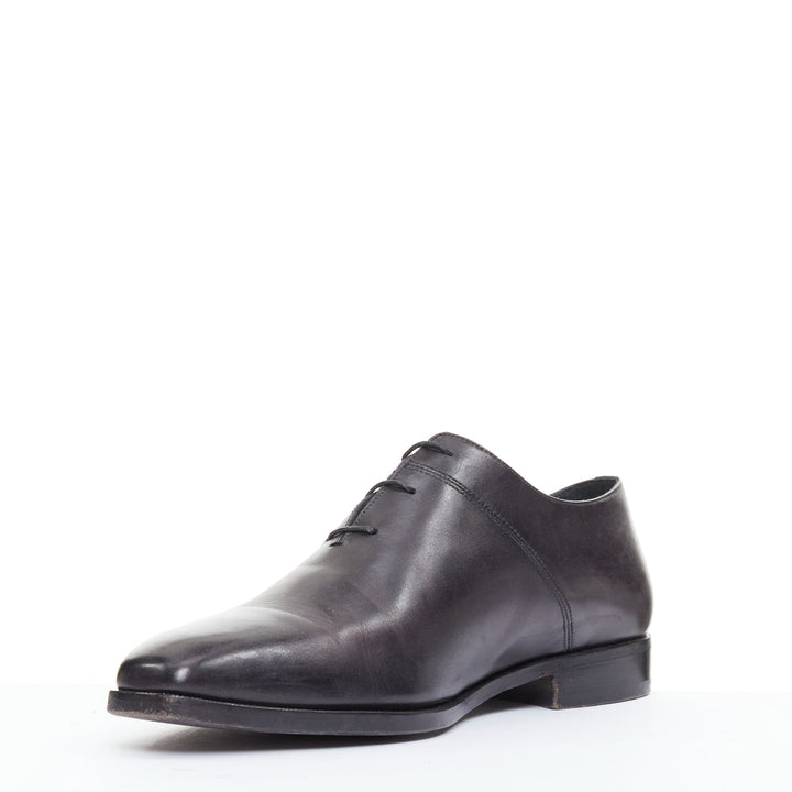 BERLUTI Alessandro grey calf leather Scritto calligraphy loafer shoes UK8 EU41