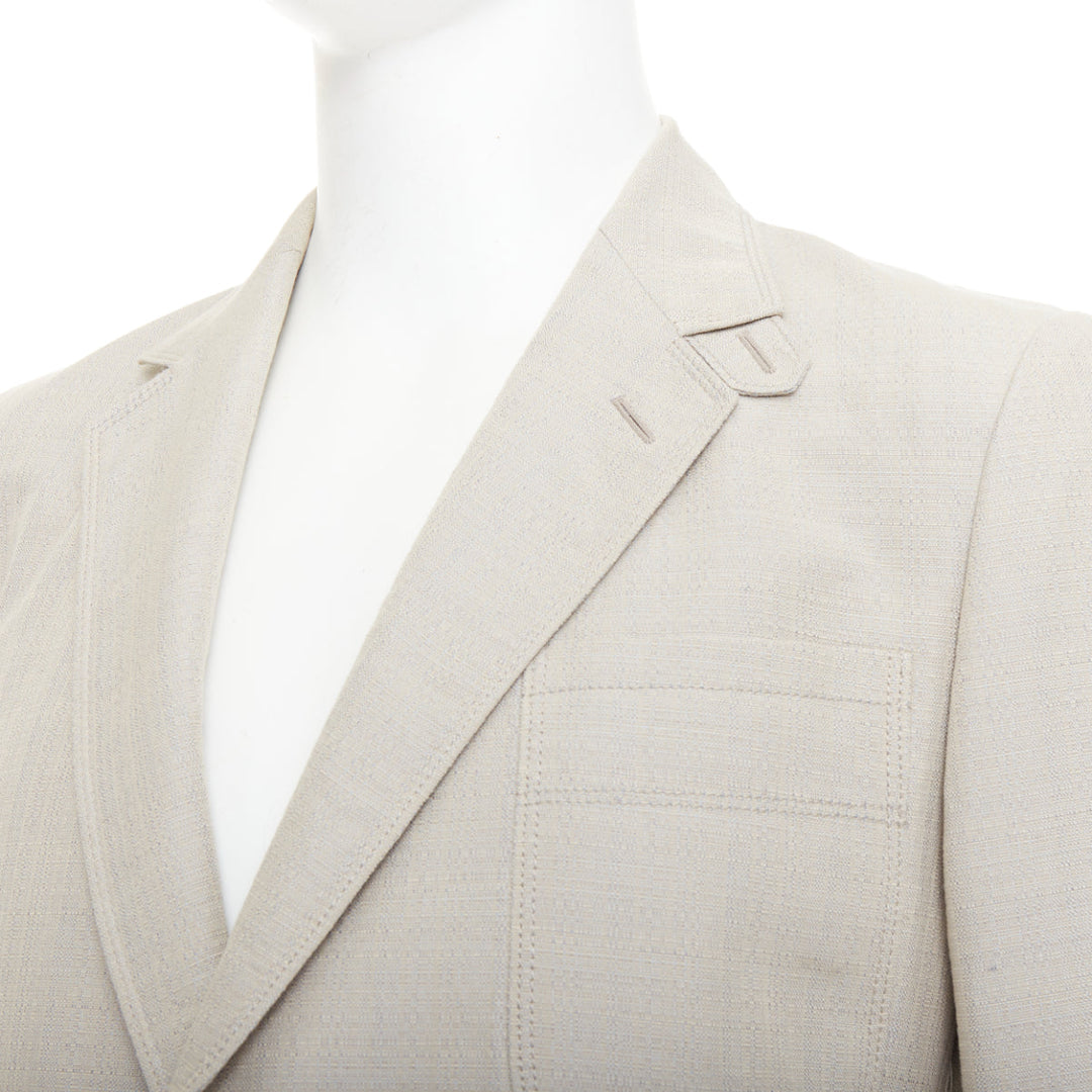 GUCCI Vintage stone cotton mohair single breasted pocket blazer jacket IT52 L