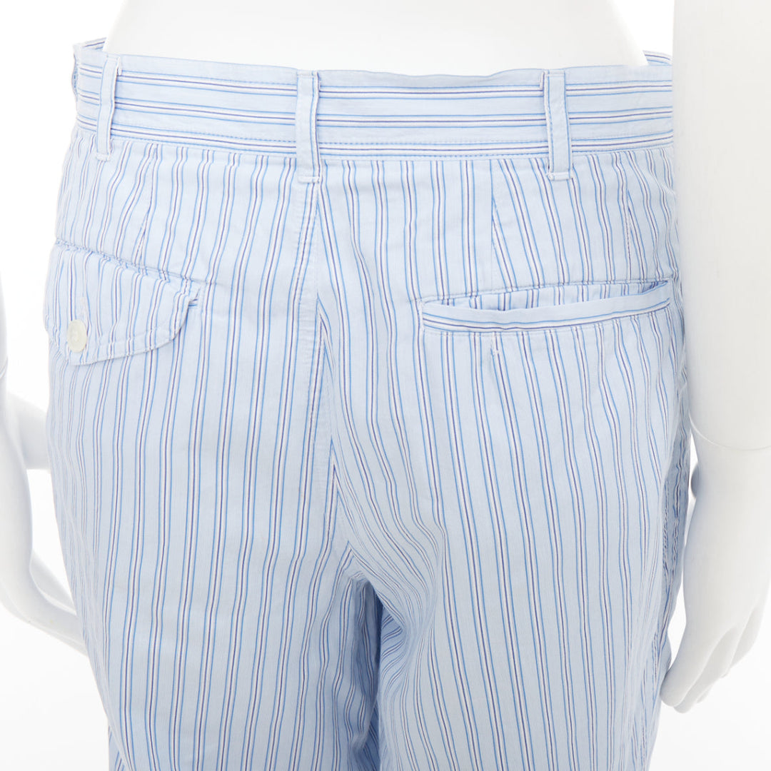 COMME DES GARCONS Shirt blue striped cotton poplin pajama style pants S