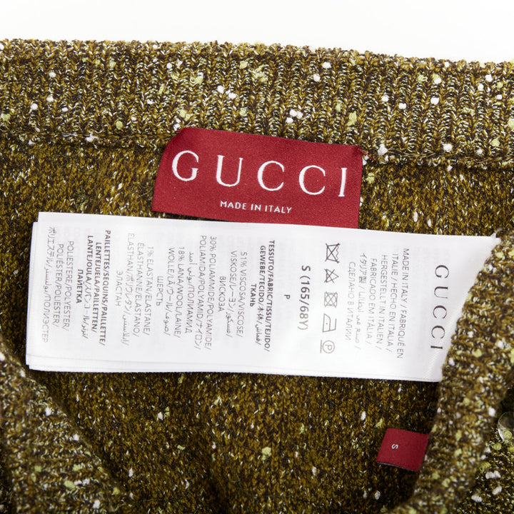 GUCCI De Sarto 2024 green sequin paillette boucle knitted mini shorts S