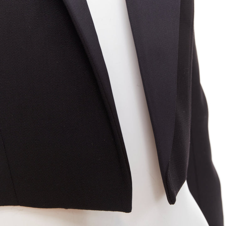 ALEXANDRE VAUTHIER black pop stand collar cropped blazer short tuxedo jacket