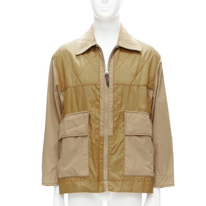 BURBERRY brown corduroy collar padded pocketed chore field jacket M
